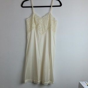 Adonna Babydoll Nightgown Lingerie Slip Dress Sz 32 Cream Vintage Lace XS